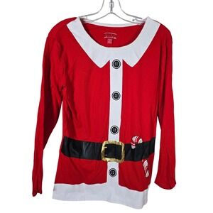 Red Santa Suit Long Sleeve Top Pants Pajamas 2‎ pc. Set Christmas XL Unisex